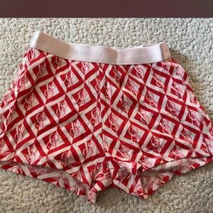 Victoria's Secret Red and Pink Patterned Knit Lounge Shorts